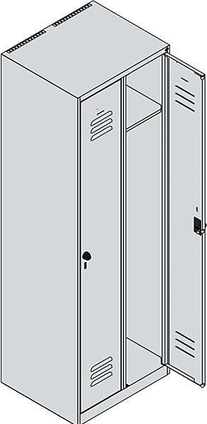 Image du produit C+P CP Vestiaire Classic Plus gris clair, bleu lointain 080000-20-S10006, 2 casiers 60,0 x 50,0 x 185,0 (60 cm, 185 cm)