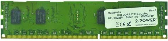 Image du produit 2-Power 2Go DDR3 1333MHz ECC RDIMM 2Rx8 (1 x 2GB, 1333 MHz, RAM DDR3, DIMM)