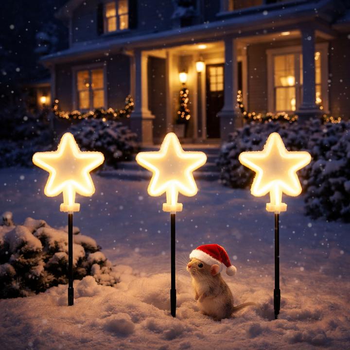 Actual product image Mojawo 3er Leuchtstern Set LED Weihnachtsbeleuchtung Stern IP44