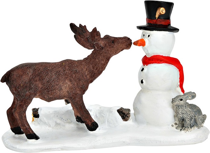 Actual product image G. Wurm Miniature figure snowman, deer from poly coloured (W/H/D) 9x7x4cm