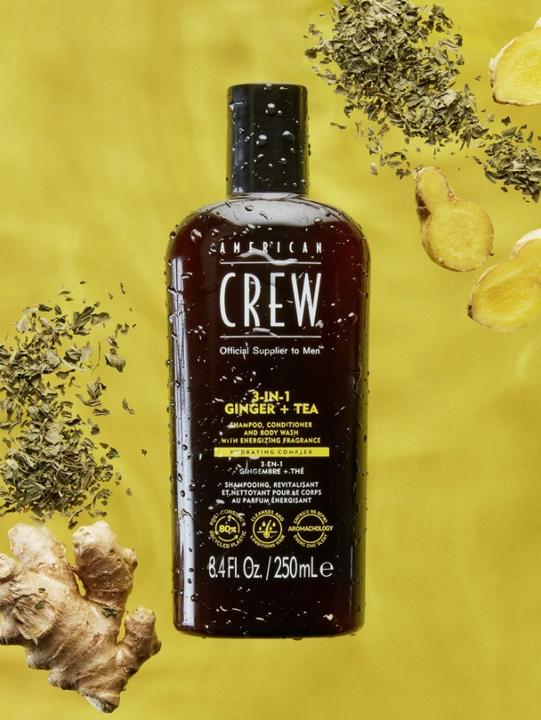 Immagine prodotto American Crew Shampoo, balsamo e lavaggio corpo 3 in 1 allo zenzero e al tè (1000 ml, Shampoo liquido)
