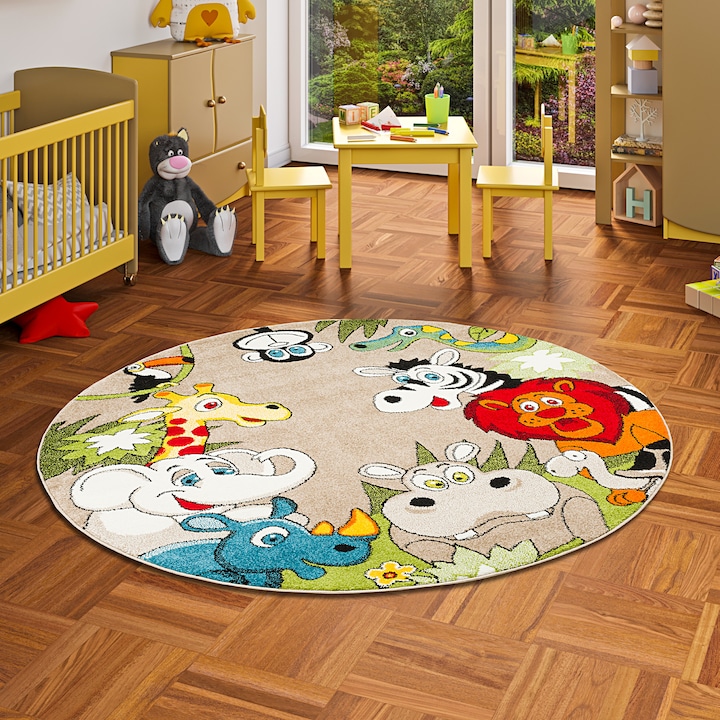 Produktbild Pergamon Kinder Teppich Faro Safari Tiere (200 x 200 cm)