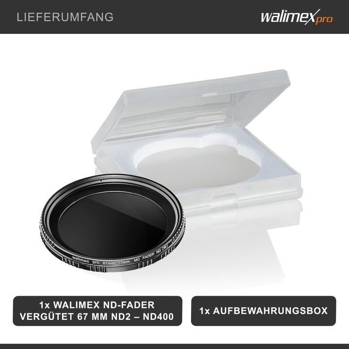 Immagine prodotto Walimex pro per ND fader ND2 - ND400 rivestito 67 mm (67 mm, Filtri grigi, 67 mm)