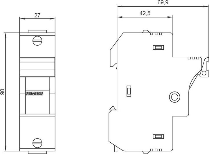 Actual product image Siemens Miniature fuse holder screw 14x51mm 3NW7111 (50 A)