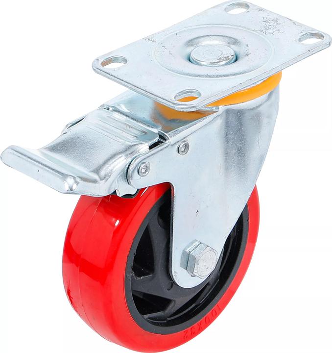 Actual product image BGS Castor with Brake red/black Ø 100 mm