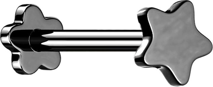 Actual product image Star Piercing Micro threadless labret flower black star (without brass, Titanium)