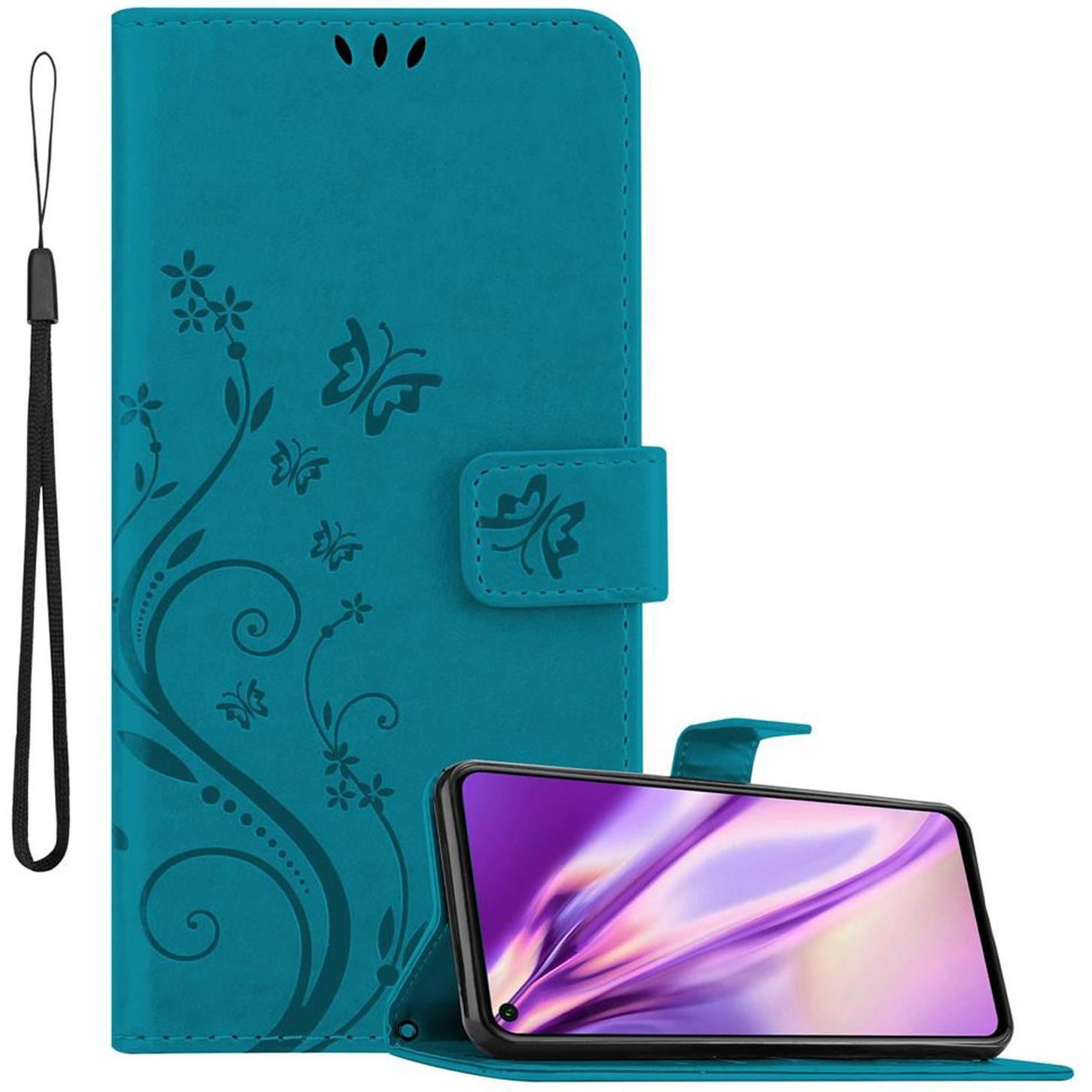 Cadorabo Flower Book Cover (Honor 20), Smartphone Hülle, Blau