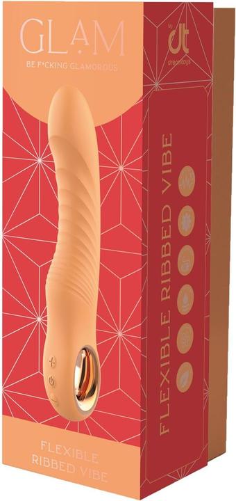 Actual product image Dreamtoys Dream Toys Glam Flexible Ribbed Vibe Vibrator Orange 22 cm
