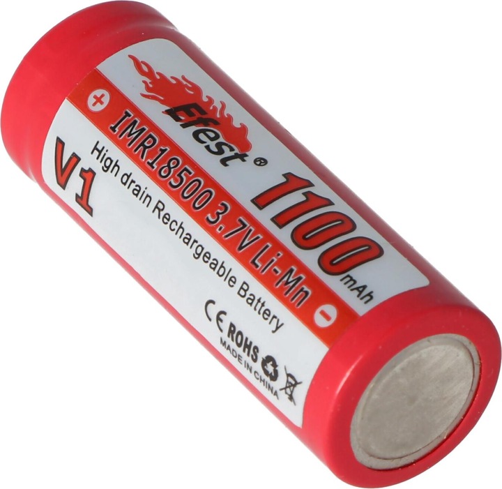 Immagine prodotto Efest Batteria IMR 18500 V1 - (più polo piatto) (1 pz., 18500, 1100 mAh)
