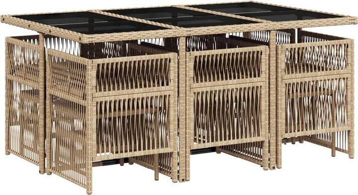 Actual product image VidaXL Garden furniture dining set garden set 11 pcs. beige mix poly rattan (165 cm)
