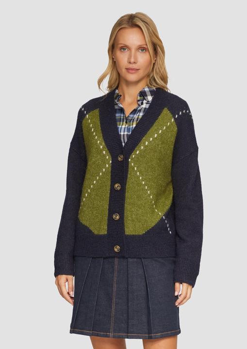 Produktbild S.Oliver Strickjacke Oversized Wollmix-Strickjacke mit Argyle-Muster (36)