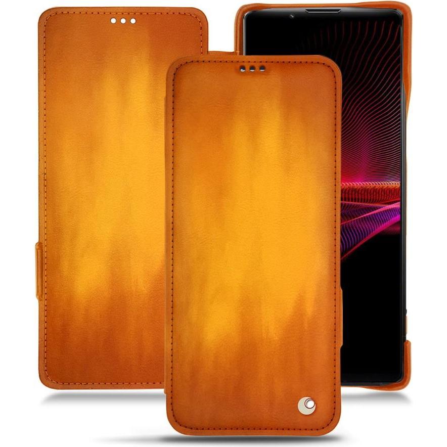 Noreve Lederschutzhülle horizontal (Sony Xperia 1 III), Smartphone Hülle, Orange