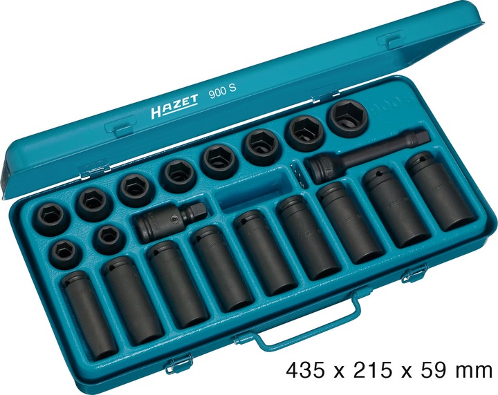 Produktbild HAZET Schlag-, Maschinenschrauber Steckschlüssel Satz 900S ∙ Vierkant12,5 mm (1/2 Zoll) ∙ Aussen Sec… (16 mm, 15 mm, 14 mm, 21 mm, 24 mm, 27 mm, 23 mm, 26 mm, 17 mm, 18 mm, 20 mm, 13 mm, 22 mm, 25 mm, 19 mm)