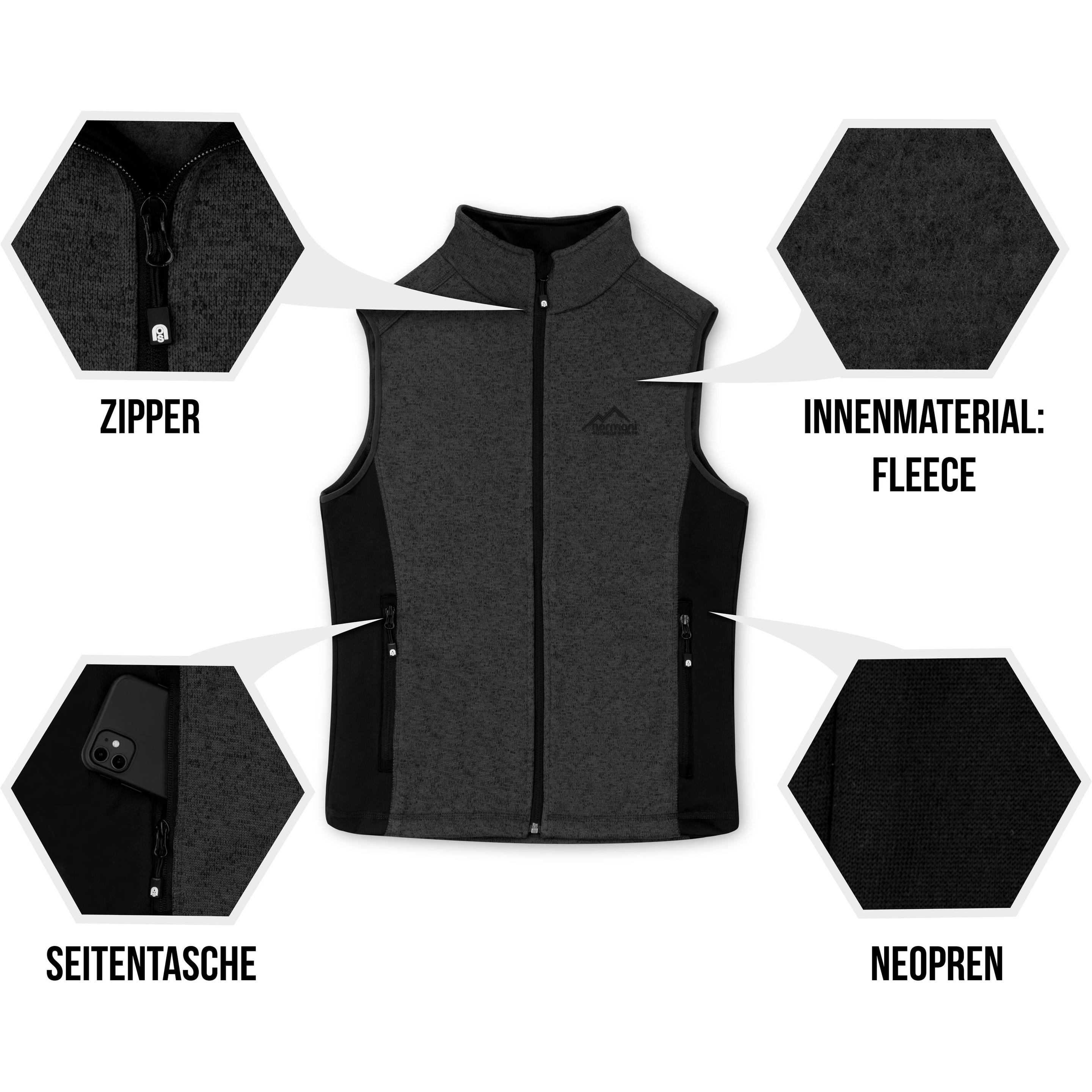 Thumbnail - Normani, Herren, Weste, Herren Strick-Fleeceweste Shamattawa, Grau, (6XL)