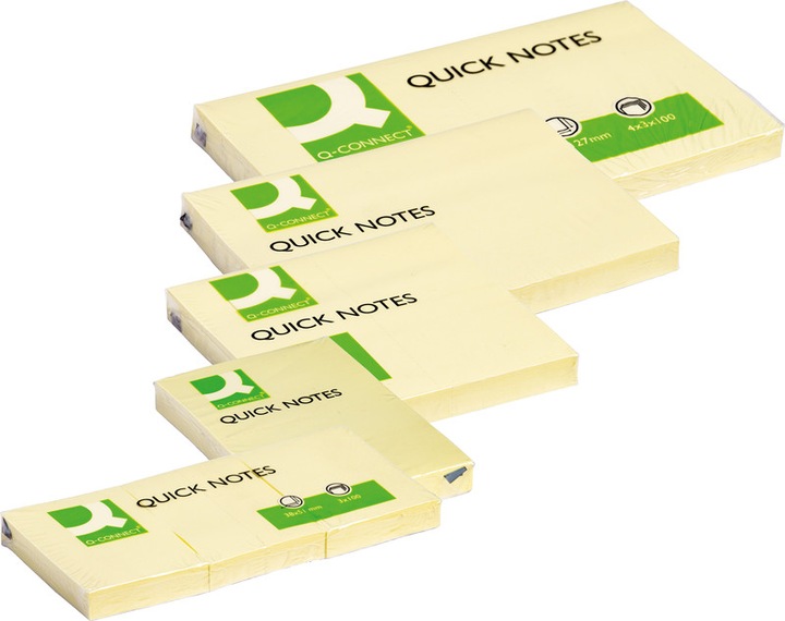 Produktbild Q-Connect Haftnotizen Quick Notes gelb (76 x 51 mm)