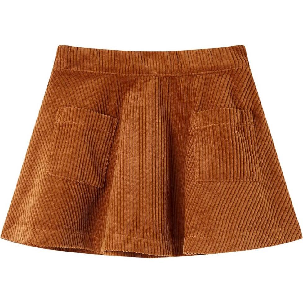 VidaXL, Mädchen, Röcke, Kinderrock mit Taschen Cord Cognac 104,Material: 100, Braun, (104)