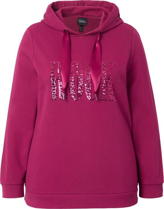 Immagine prodotto Ulla Popken Maglia con scritta di paillettes, maniche lunghe e cappuccio (54)