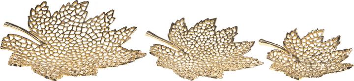 Beliani Dekoschale Aluminium gold Ahornblätter 3er Set PEMALI (35 cm)