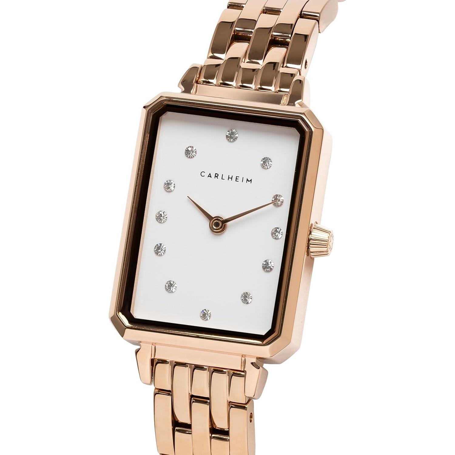 Carlheim, Orologio da polso, Ladies watches Mila Petite Square 2620 white pink gold Classic pink gold Classic, (Orologio da polso analogico)