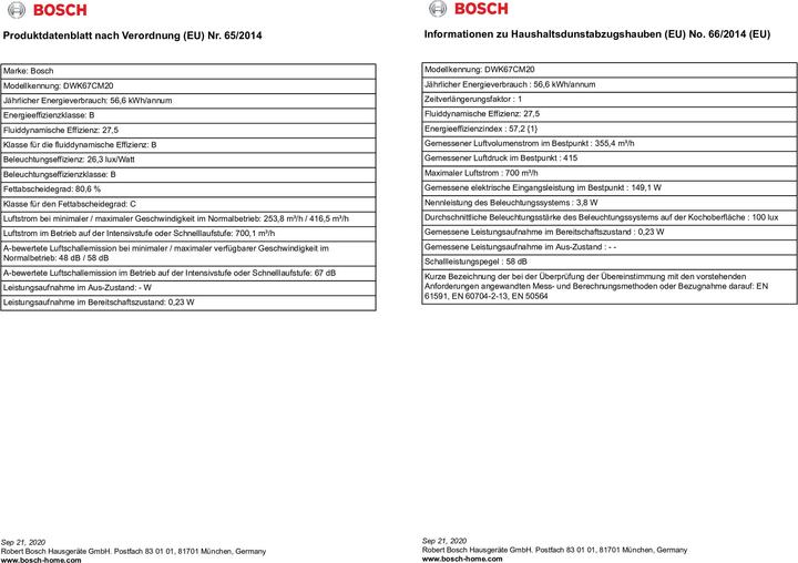 Actual product image Bosch Hausgeräte DWK67CM20 (Wall hood)