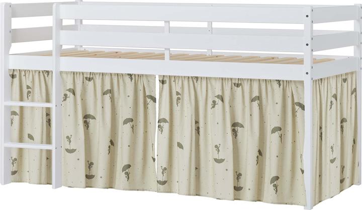 Hoppekids ECO Comfort half high bed 90x200 with Green Ole Lukoie curtain, White (90 x 200 cm)