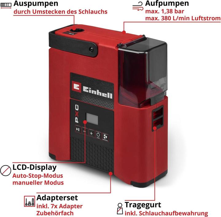 Produktbild Einhell Supero 18 380 Li Solo Power X Change Luftpumpe