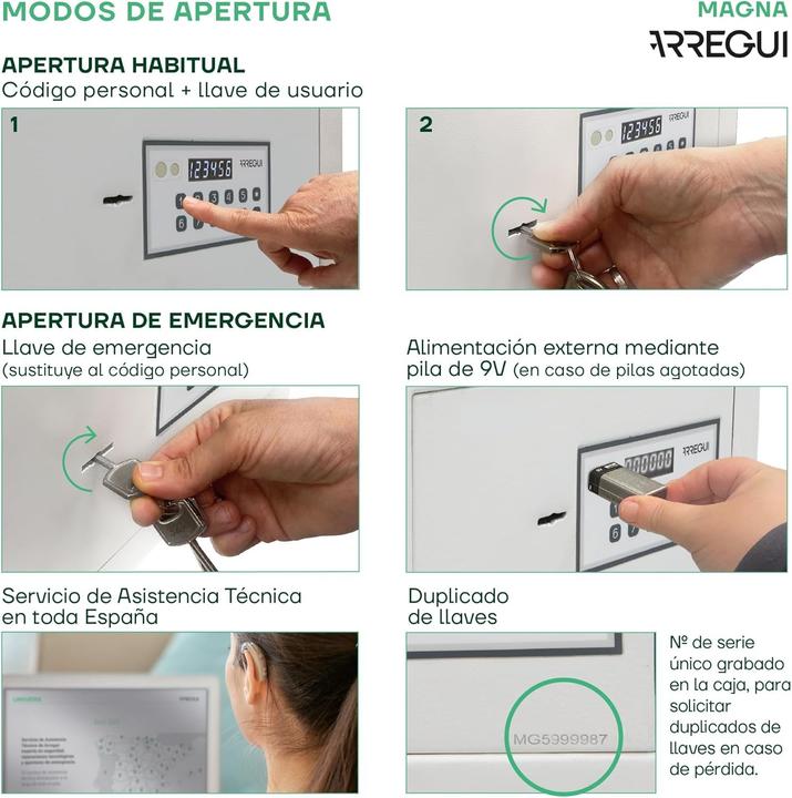 Produktbild Arregui Cassaforte da Muro Magna con Codice e Chiave (14 l)