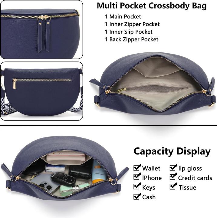 Produktbild Only-Bags.Store Grosse Gürteltasche veganes Leder Umhängetasche Crossbody Tasche stilvolle Gürteltasche mit breitem