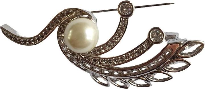 Image du produit L'Officiel Spilla rodio con zirconi e perla