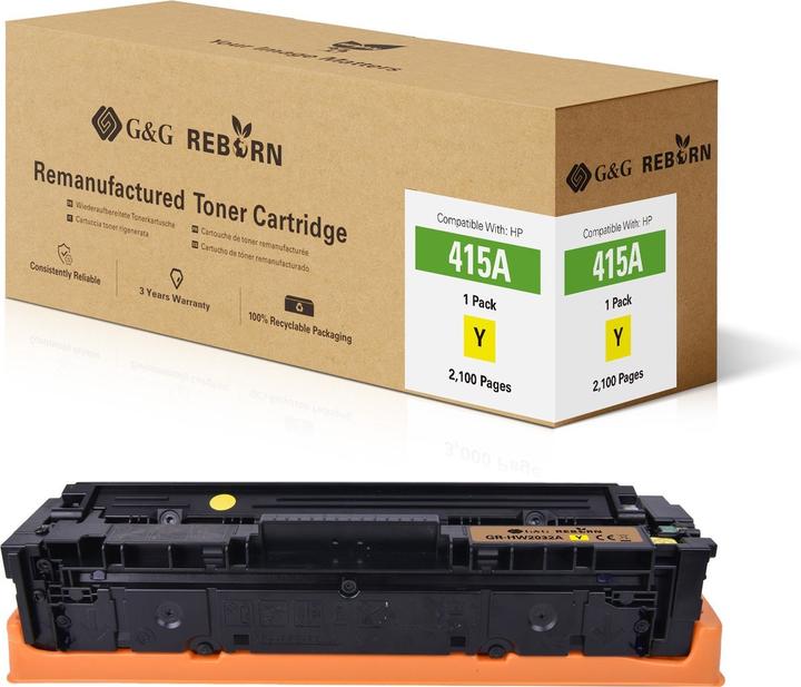 Image du produit G&G Toner de rechange HP 415A Compatible Jaune 2100 pages Reborn remanufactured 212 (Y)