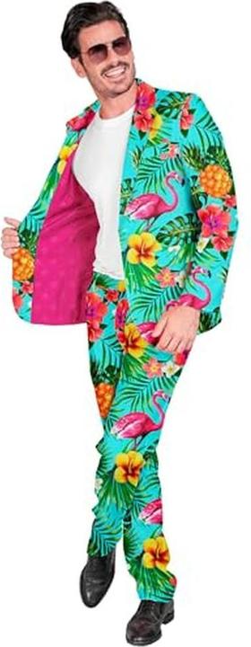 Produktbild Widmann Party Fashion Anzug mit Neon Flamingo Muster Jackett & Hose (XL)