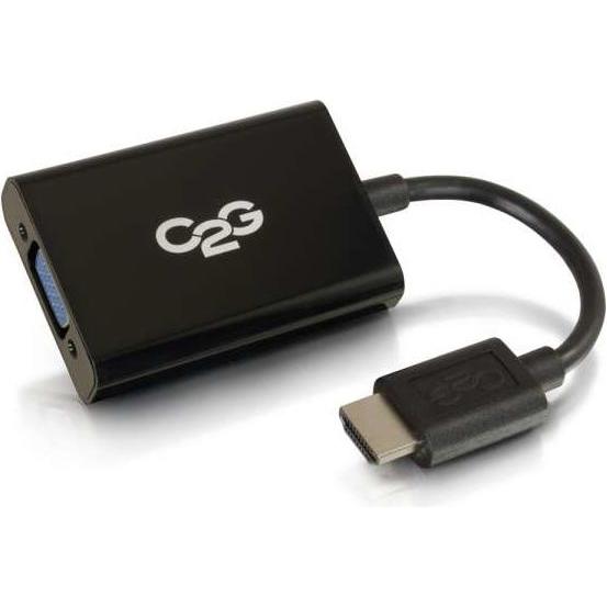 C2G Convertitore adattatore da HDMI a VGA e audio stereo Dongle (VGA, HDMI, 20 cm), Adattatore dati + video, Nero