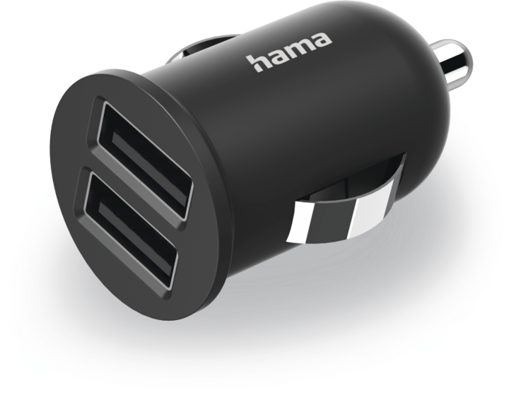 Produktbild Hama 2-fach-USB-Ladegerät f. Zigarettenanzünder, Ladeadapter f. Auto, 2,4A / 12W