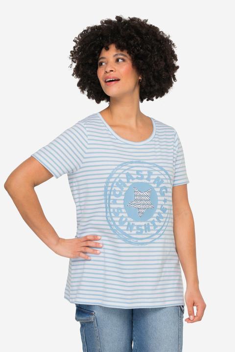 Image du produit Angel of Style T-shirt à rayures, motif imprimé, col rond et manches courtes (46)