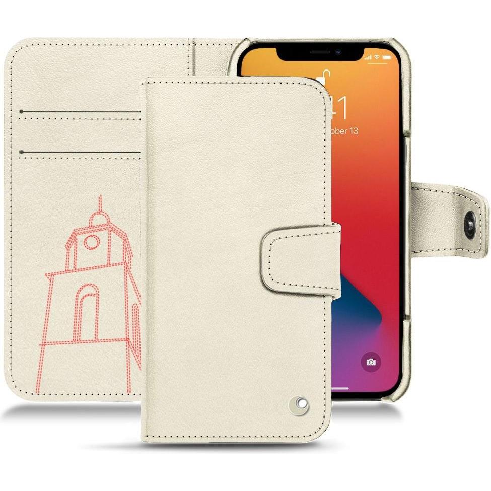 Noreve Lederschutzhülle Wallet (Apple iPhone 13 Pro), Smartphone Hülle, Weiss