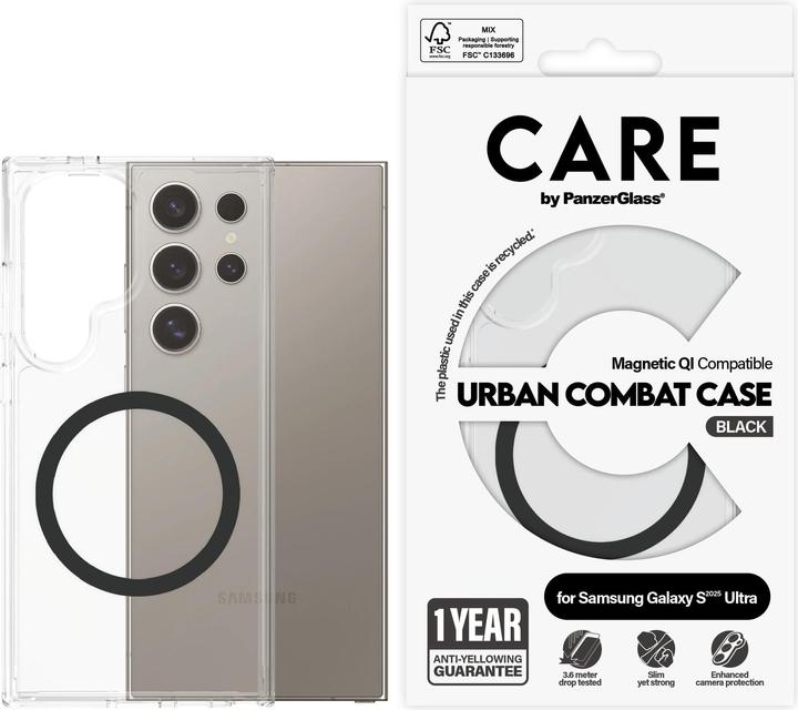 Produktbild PanzerGlass CARE by ® Flagship Case Transparent Urban Combat m. Schwarz Qi Compatible Samsung Galaxy (Samsung Galaxy S25 Ultra)