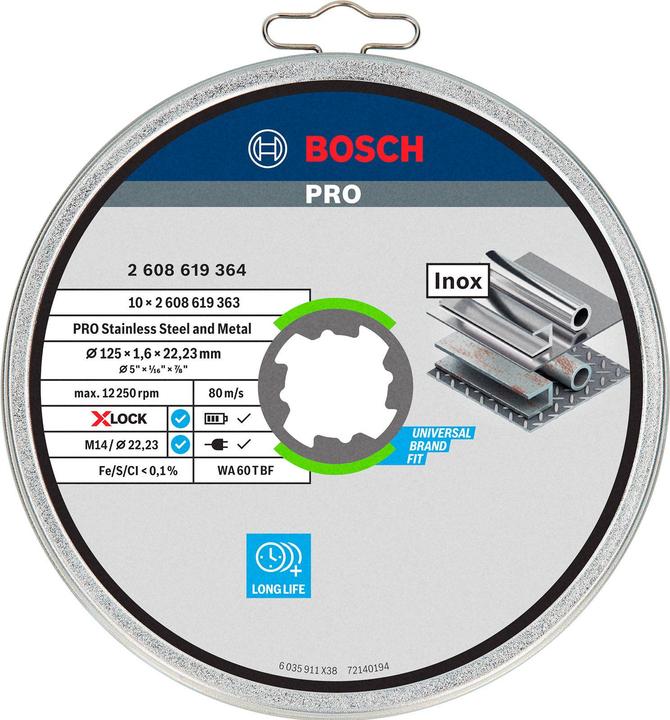 Produktbild Bosch Professional Zubehör PRO Stainless Steel and Metal X-Lock Trennscheibe, 125 x 1.6 x 22,23 mm