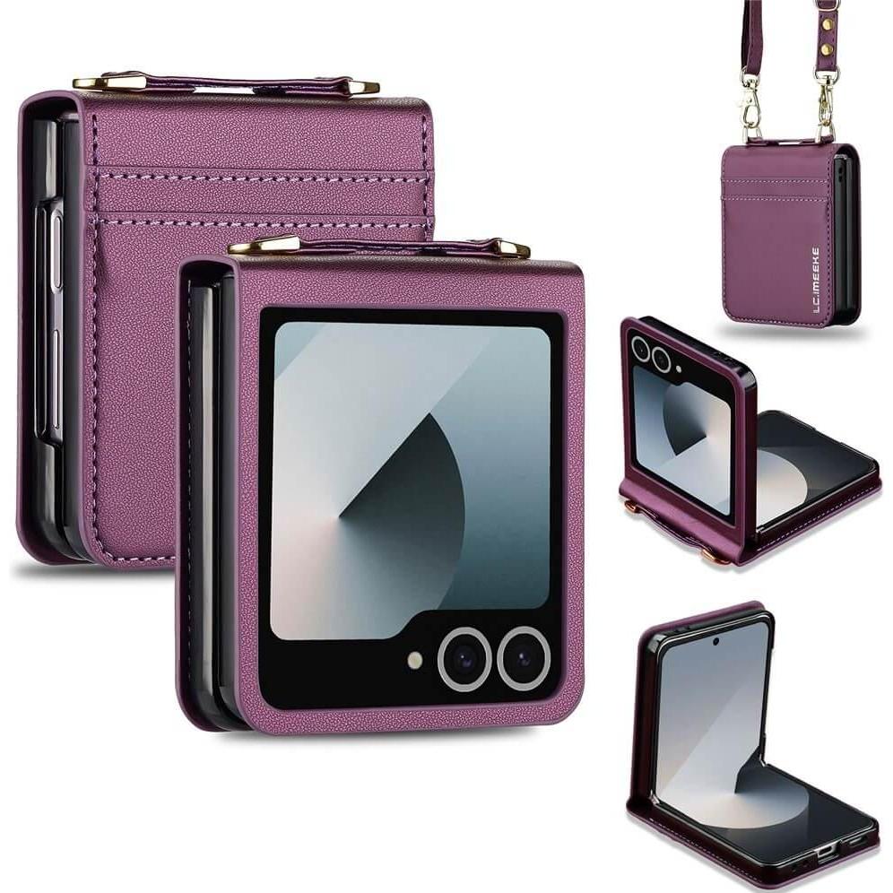 LC.Imeeke L1 Series Leder Etui Hülle (Samsung Galaxy Z Flip7), Cover smartphone, Viola