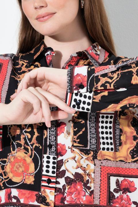 Produktbild Ulla Popken Hemdbluse, Landhausmuster, Hemdkragen, Langarm (54)