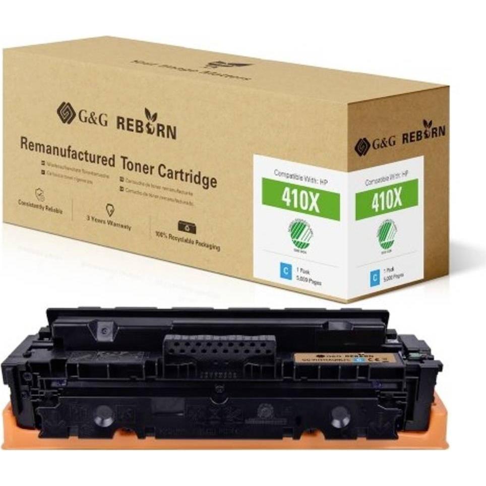 G&G, Toner, Toner ersetzt HP 410X Kompatibel Cyan 5000 Seiten Reborn remanufactured 212