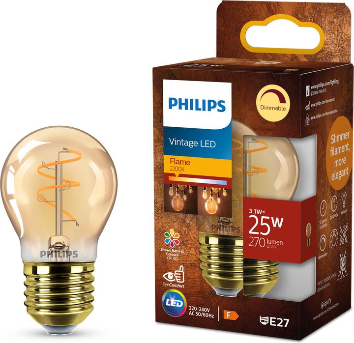 Produktbild Philips Amber (E27, 3.10 W, 250 lm, 1 x, F, G)