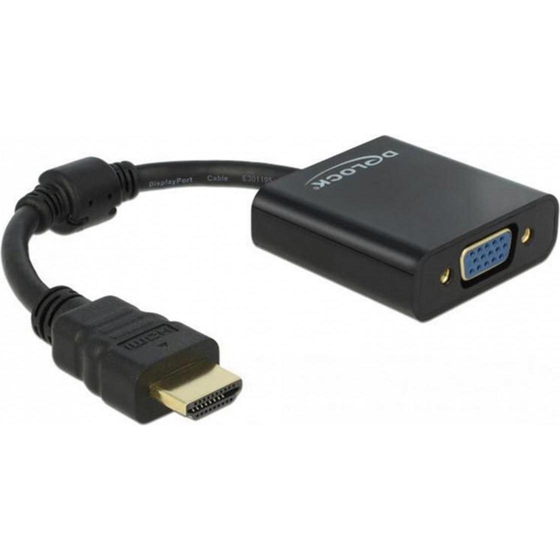 Delock HDMI-A zu VGA (VGA, 16 cm), Adattatore dati + video, Nero