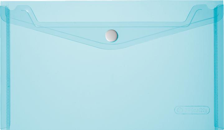 Actual product image Herlitz Document pouch, DIN long, blue-transparent crystal clear, with white snap fastener, 0.20 mm (A4)
