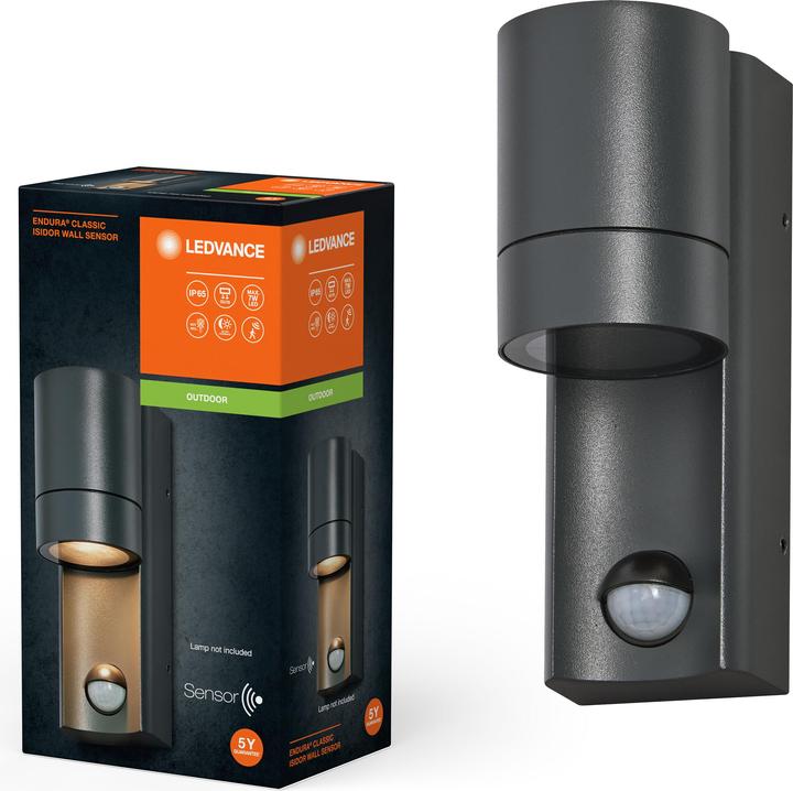 Produktbild Ledvance Endura Classic IP65 GU10 Isidor Wall Sensor Dark Gray (GU10, IP65)