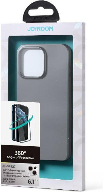 Actual product image Joyroom 360 Full Case front and back cover for iPhone 13 + tempered glass screen protector grey (JR- (1 Piece, Apple iPhone 13)
