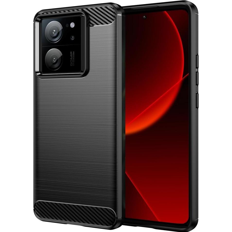 Screenguard Xiaomi 13T Pro Hülle Carbon Brushed Soft TPU (Xiaomi 13T Pro), Smartphone Hülle, Schwarz
