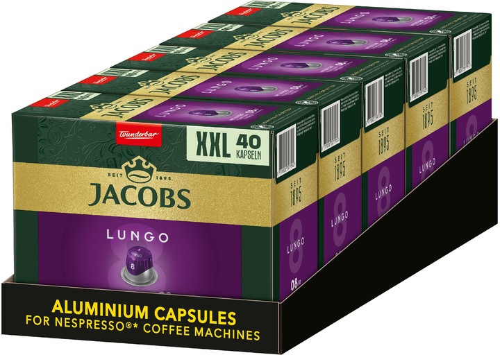 Produktbild Jacobs Kaffeekapseln Lungo 8 Intenso 5 x 40 Stück (5 x Port.)