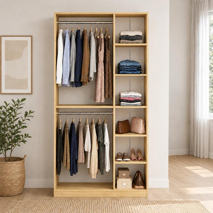 Produktbild VCM Holz Kleiderständer mit Regal Palosa XL (110 x 35 x 211 cm)