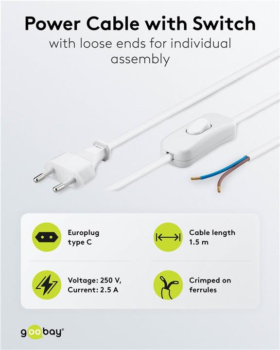 Produktbild Goobay Netzkabel mit Schalter (1.50 m)