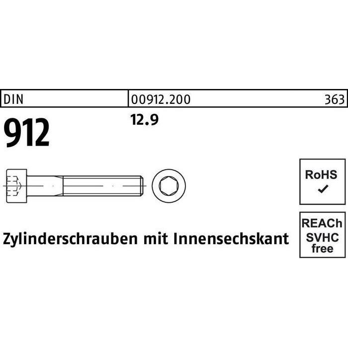 Schrauben, Zylinderschraube ISO 4762 m.Innensechskant M 24 x 350 12.9 (1 Schrauben pro Stück)